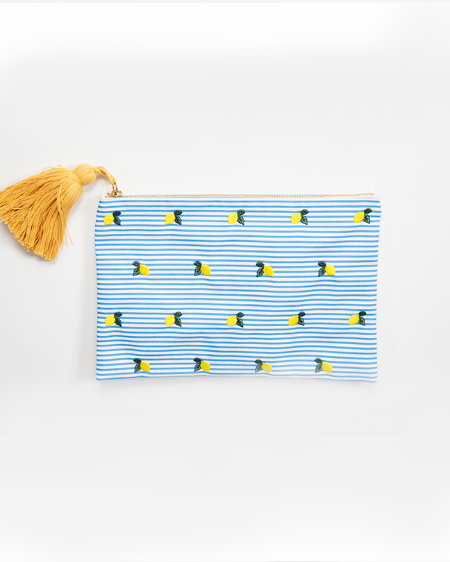 Amalfi Clutch Righe Azzurre