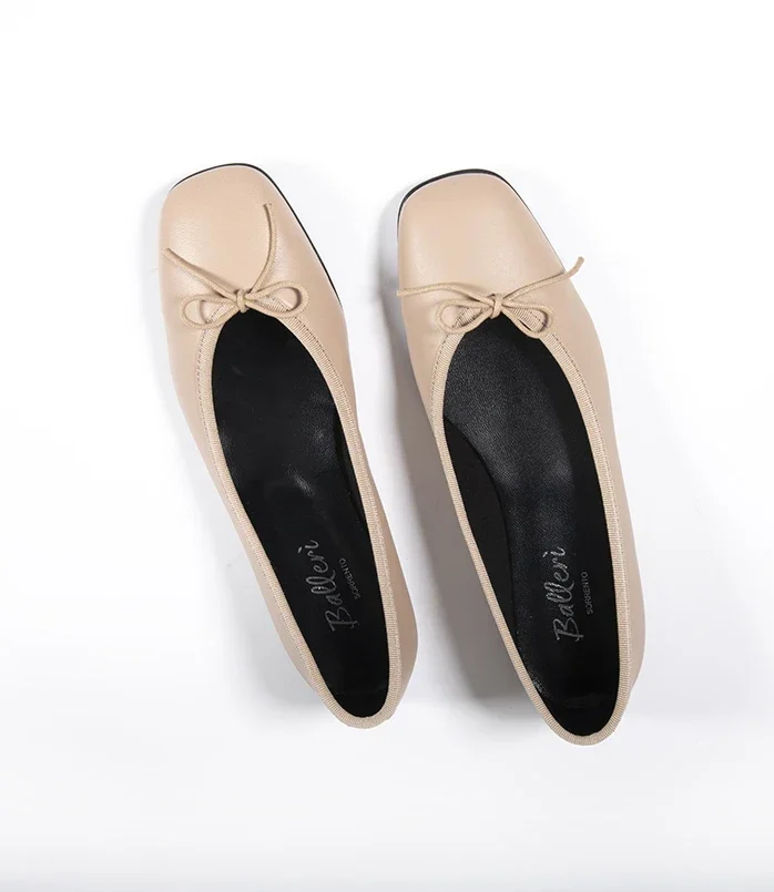 Ballerina a punta quadrata Emma Pelle Beige