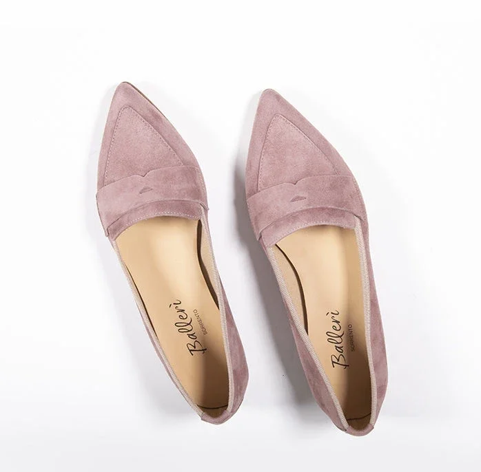 Pink Suede Nico Pointed Loafer