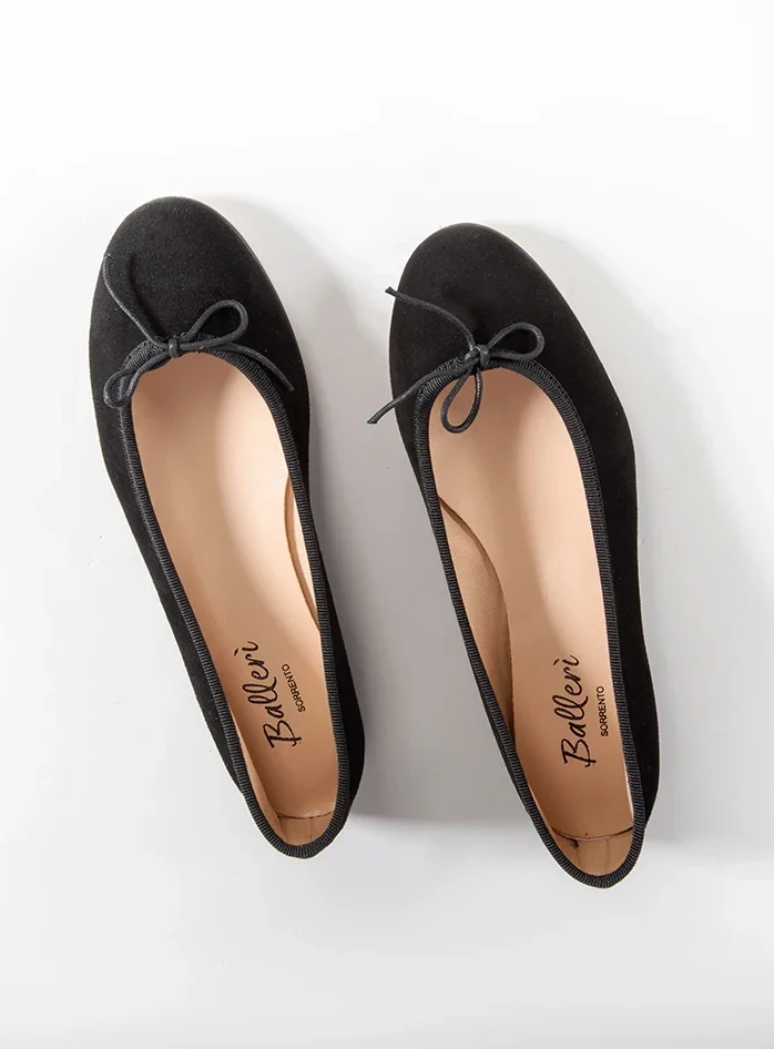 Black Suede Carla Ballerina