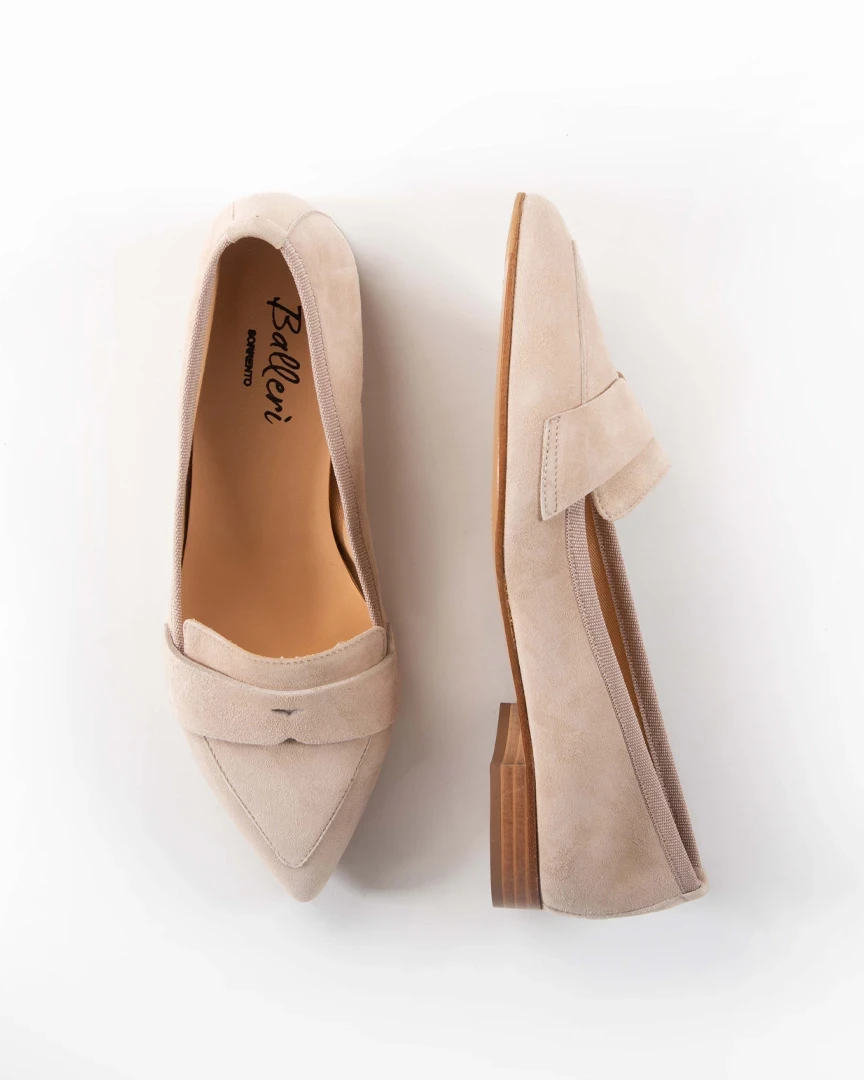 Mocassino a punta Nico Camoscio Beige