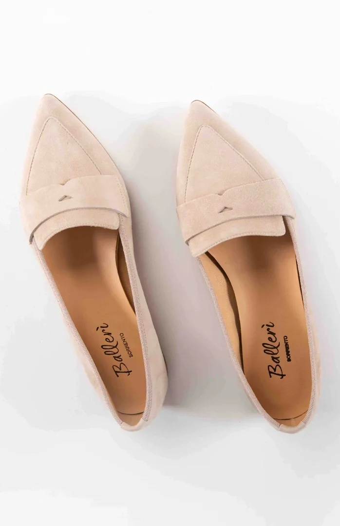 Mocassino a punta Nico Camoscio Beige