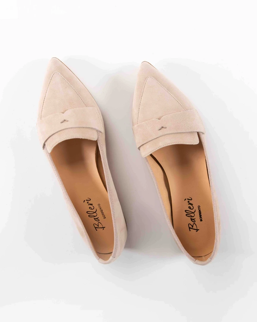 Mocassino a punta Nico Camoscio Beige