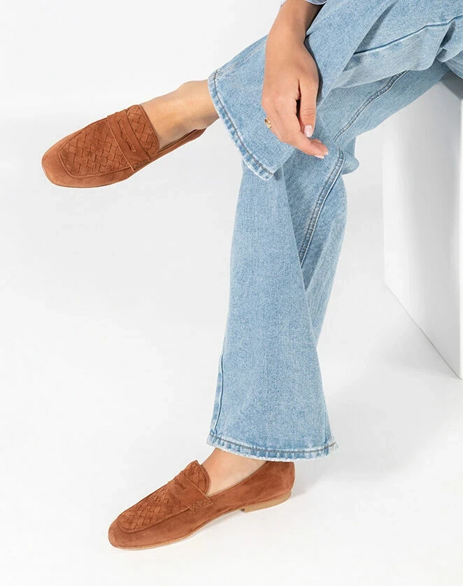 Tan Suede Paola Square Toe Loafer