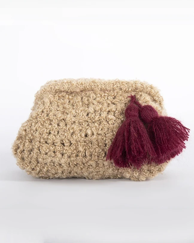 Torino Clutch in lana bouclè Beige