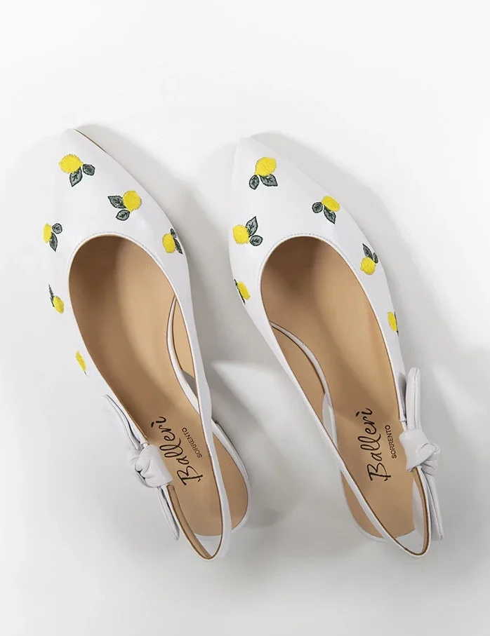 Exclusive Capri Collection - White JK Leather Ballerina