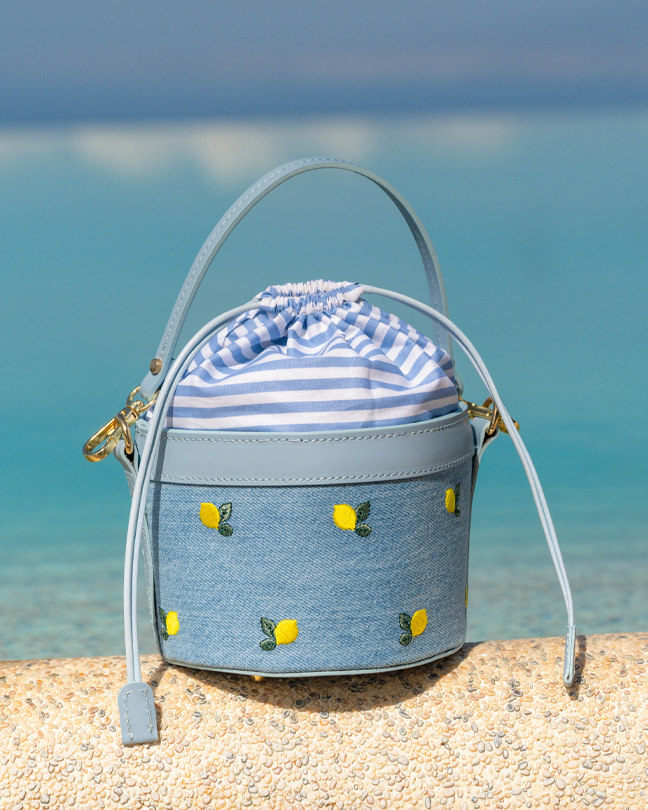 Positano Secchiello Denim Righe Azzurre