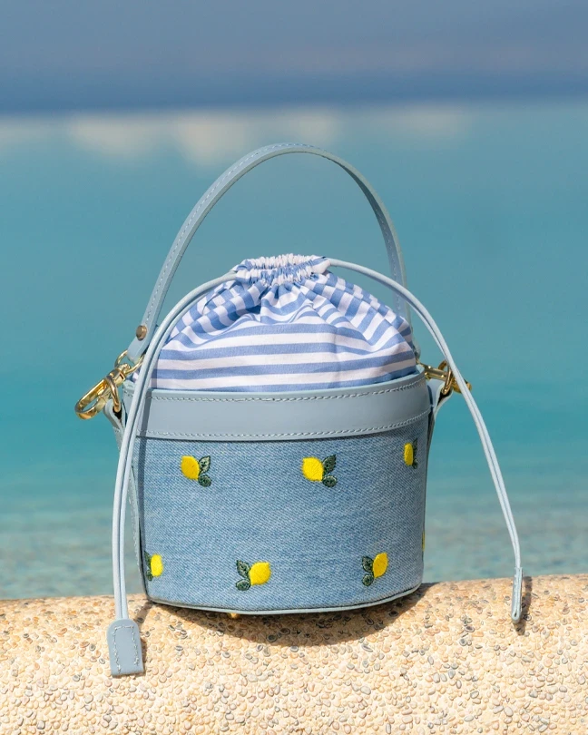 Positano Secchiello Denim Righe Azzurre