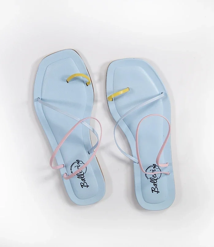 Light Blu Leather Venere Square toe Sandals