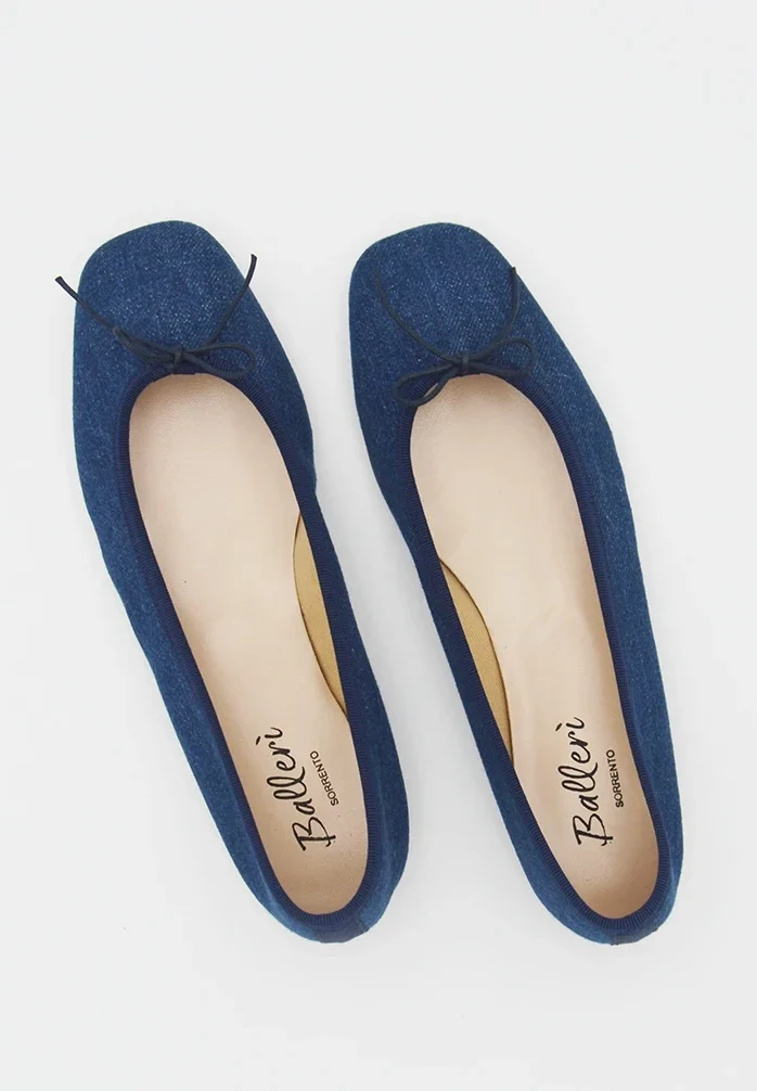 Blue Denim Emma Square Toe Ballerina
