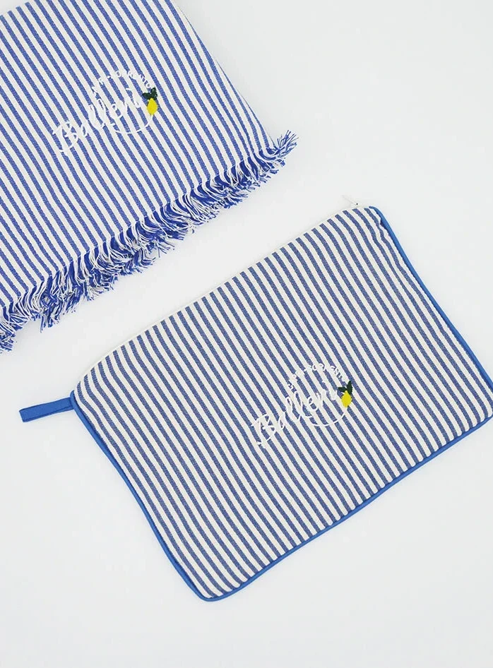 Baia Pochette Cotone Righe Blu
