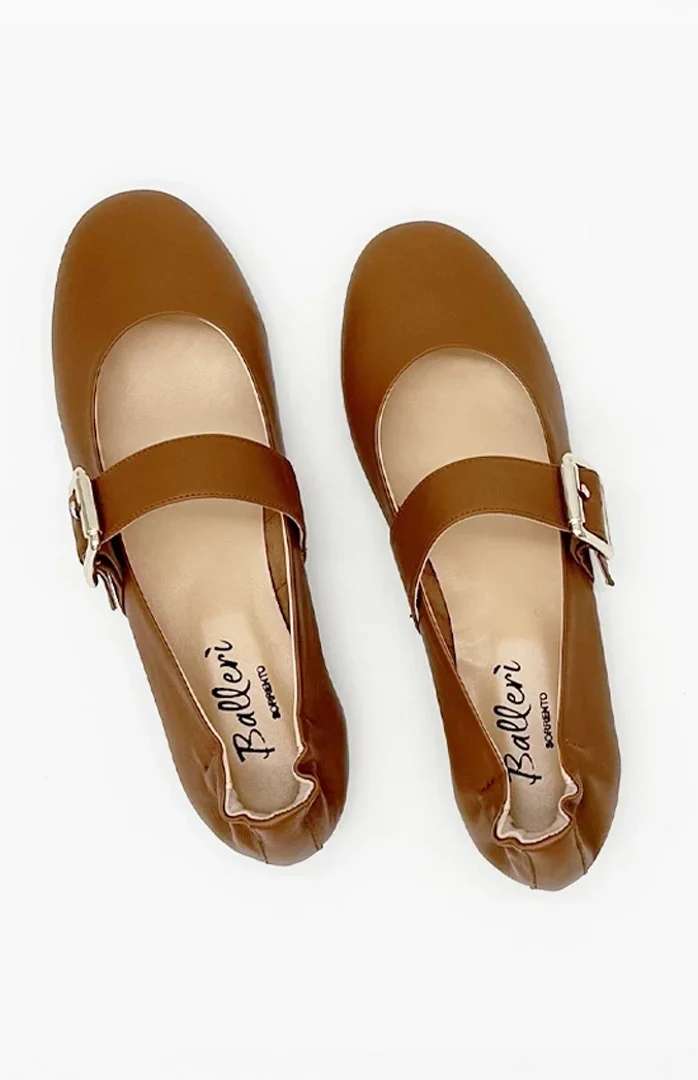 Tan Leather Elma Ballerina