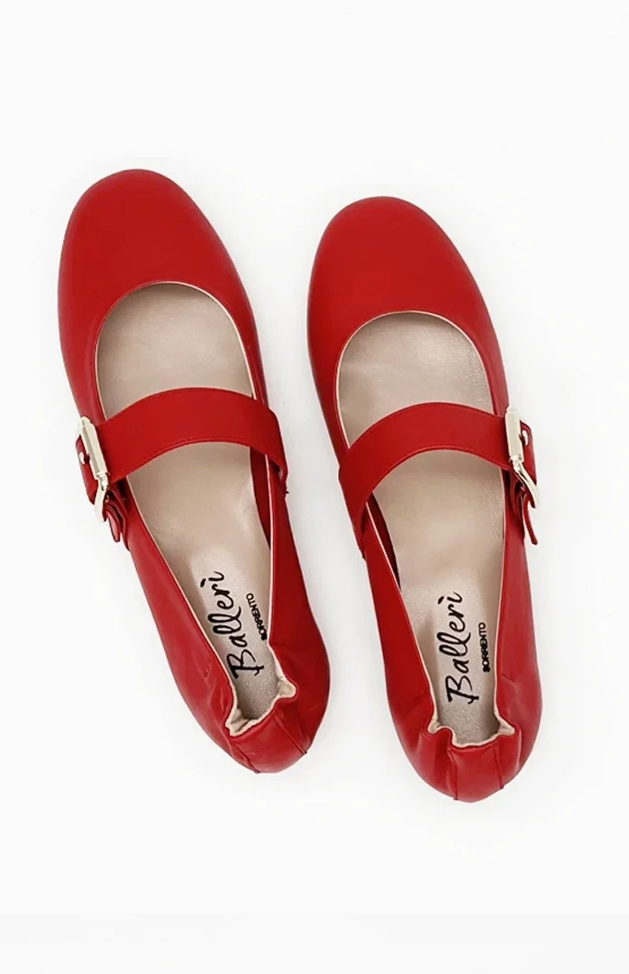 Ballerina a punta tonda Elma Pelle Rosso