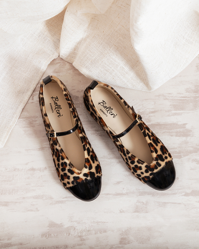 Animalier Calf Hair Camila Round Pointed Ballerina