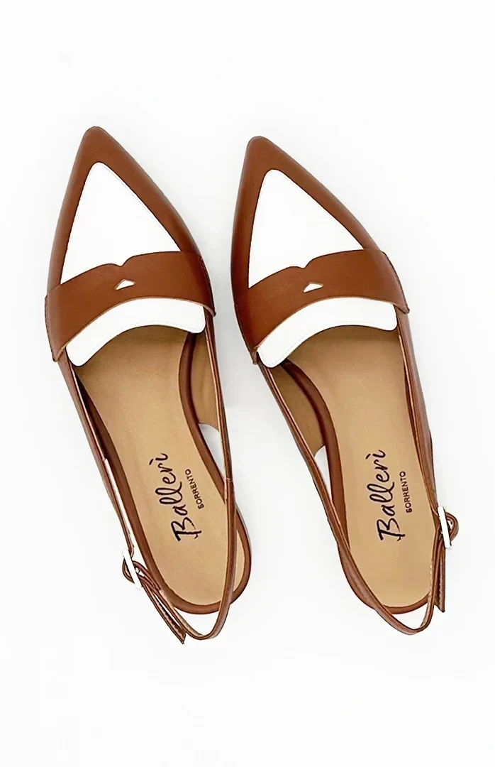 Tan/White Leather Milano Slingback Loafer