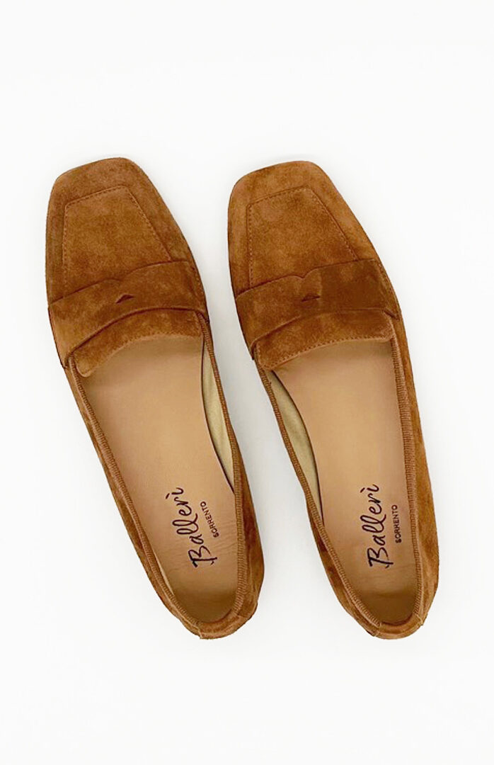 Mocassino a punta quadrata Eres Camoscio Cuoio