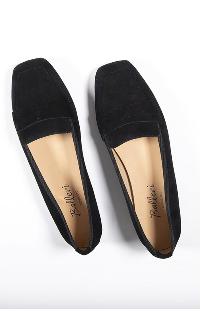 Mocassino a punta quadrata Eres Camoscio Nero