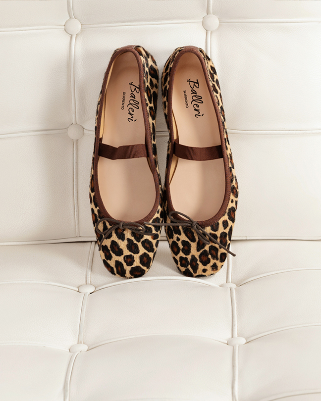 Ballerina a punta quadrata Emma Cavallino Animalier