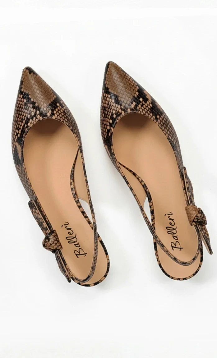 Slingback a punta JK Pitone Cuoio