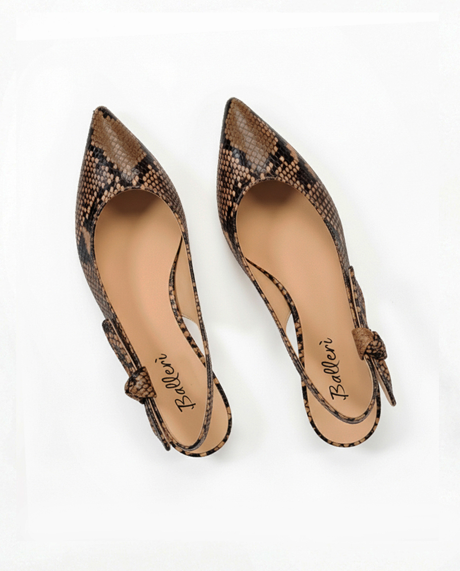 Slingback a punta JK Pitone Cuoio