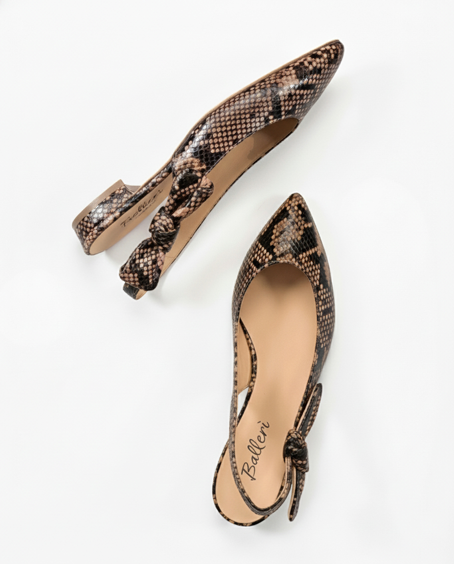 Slingback a punta JK Pitone Cuoio