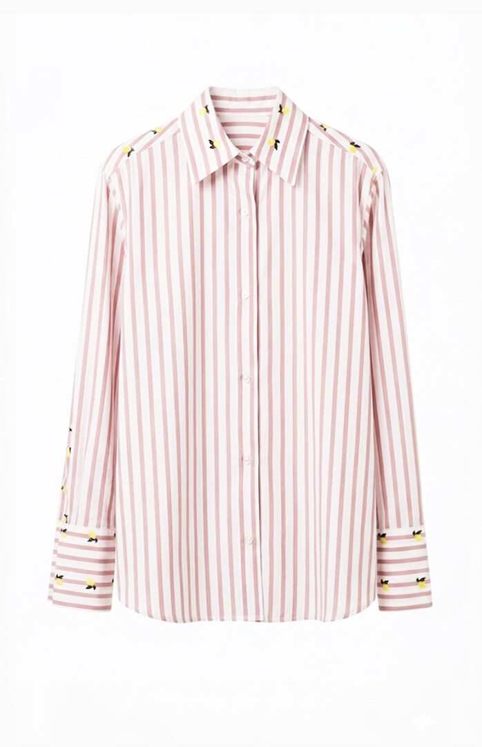 Camicia Furore Cotone Righe Rosa e Limoni