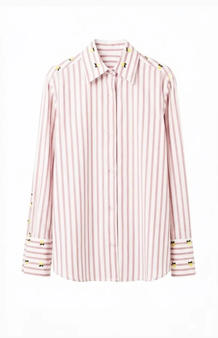 Furore Cotton Shirt Pink Stripes and Lemons