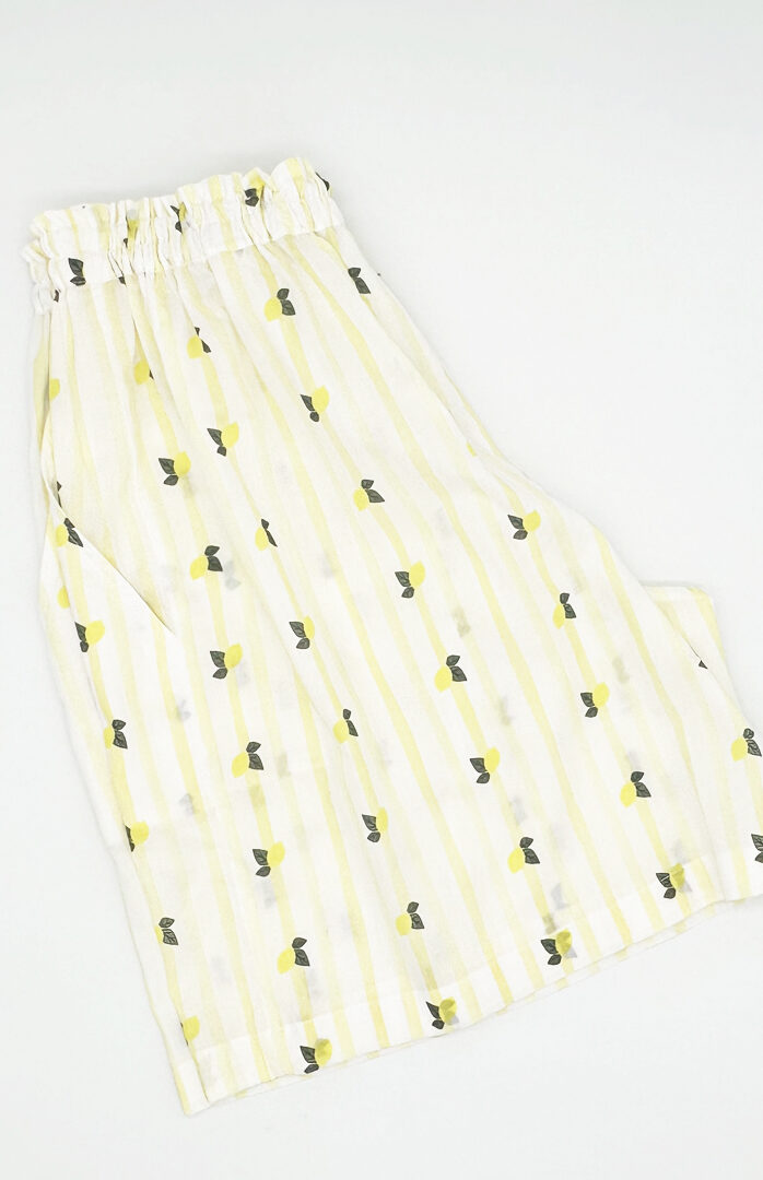 Shorts Li Galli Cotone Righe Gialle e Limoni
