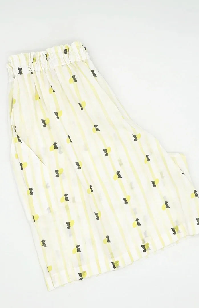 Shorts Li Galli Cotone Righe Gialle e Limoni