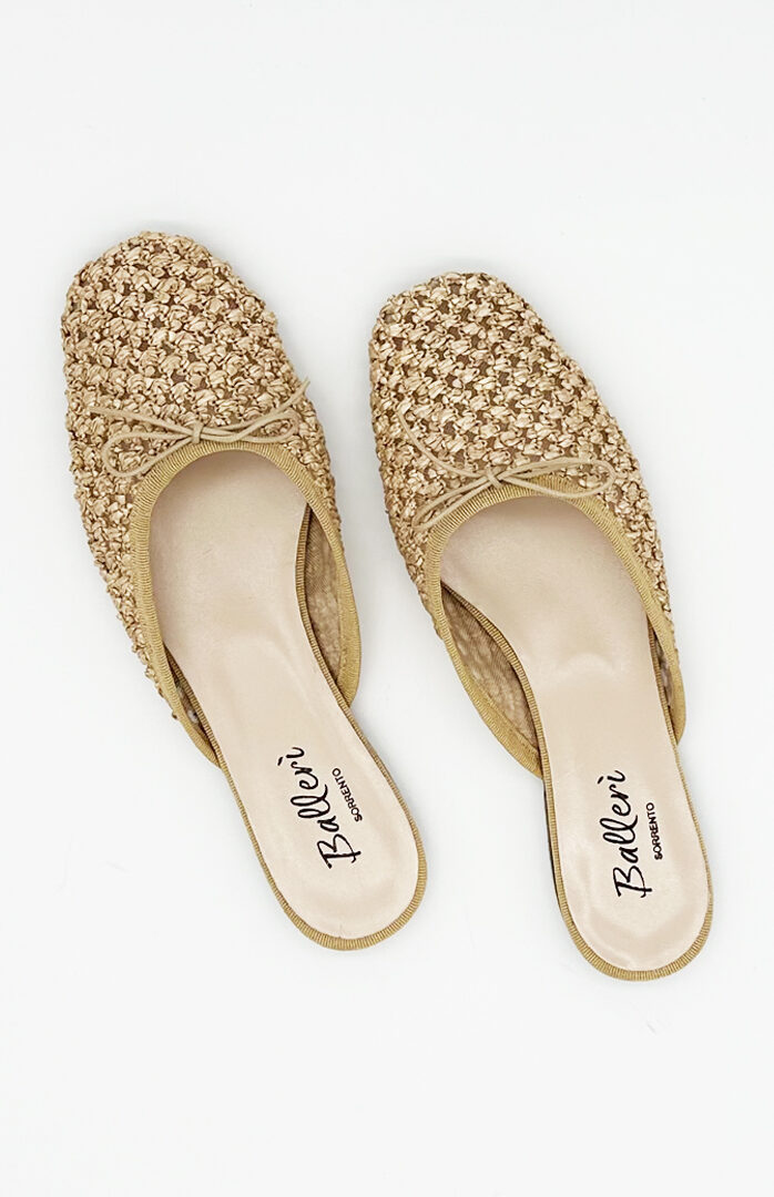 Slipper a punta quadrata Zoe Rafia Naturale
