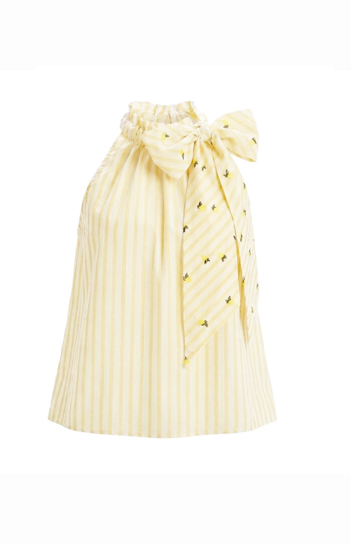 Top Capri Cotone Righe Gialle e Limoni