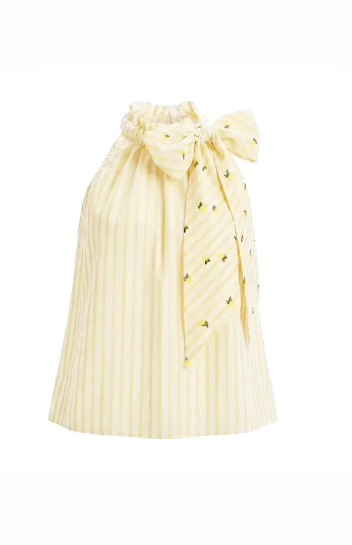 Top Capri  Cotone Righe Gialle e Limoni