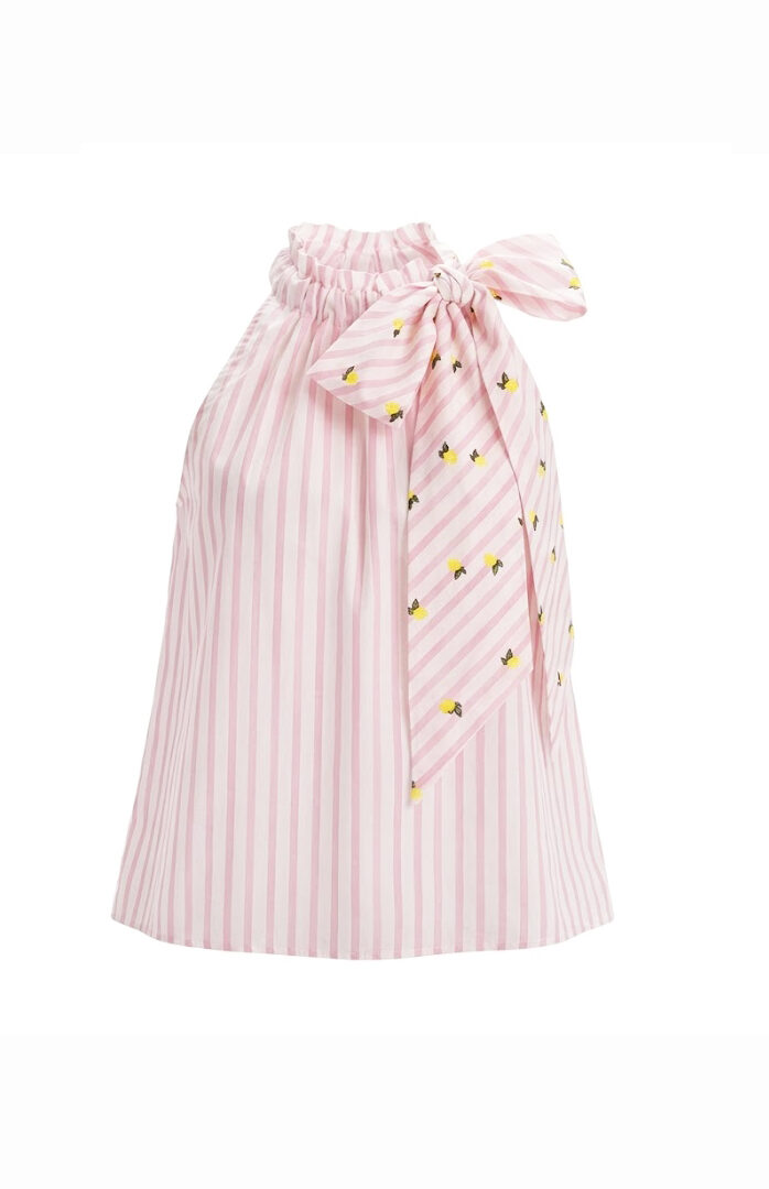 Top Capri Cotone Righe Rosa e Limoni