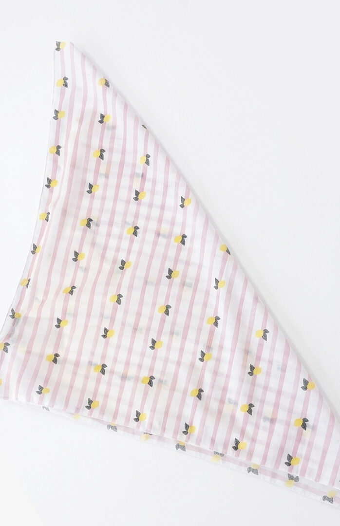 Bandana Cotone Righe Rosa e Limoni