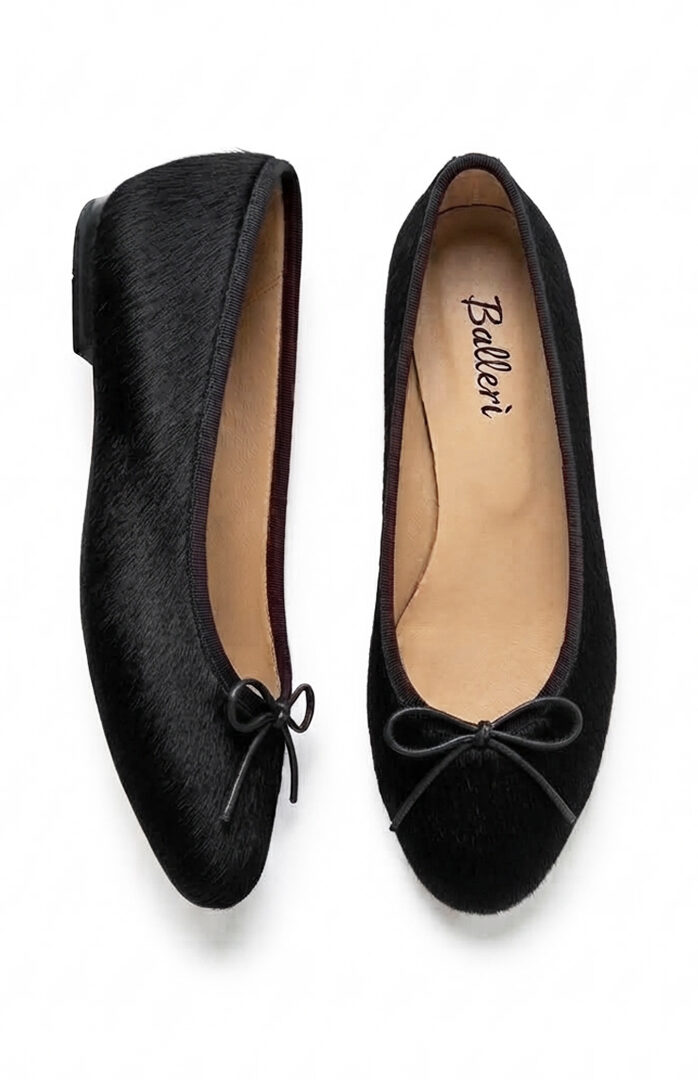 Black Calf Hair Elsa Ballerina