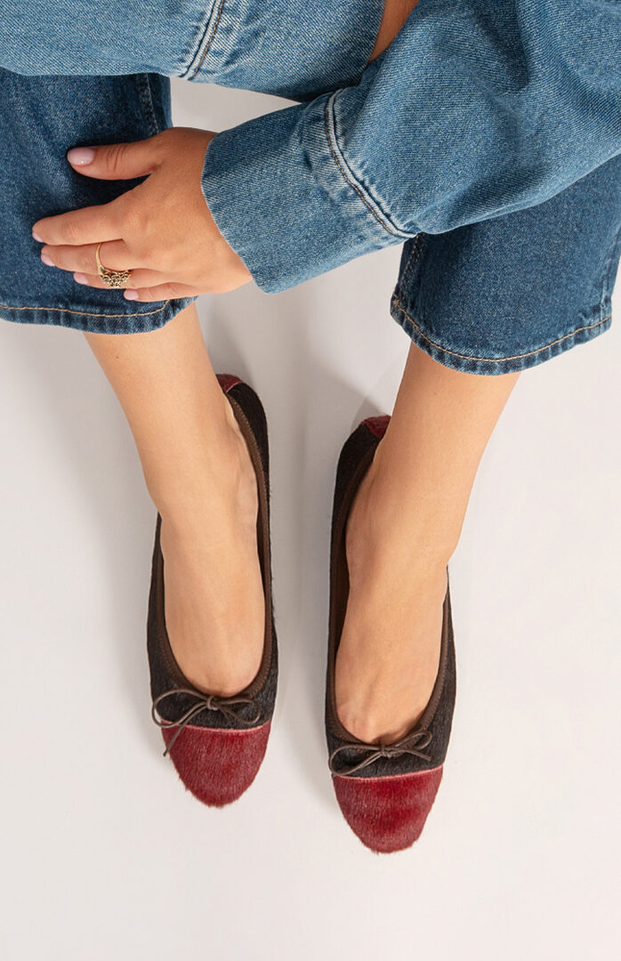 Brown/Red Calf Hair Elsa Ballerina